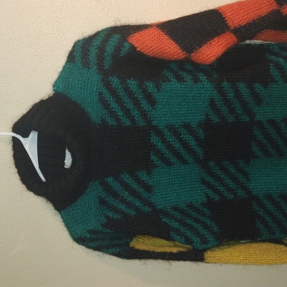 Vintage Abstract Colorful Mohair Blend Plaid Color block Knit OversizedSweater S - Picture 2 of 5